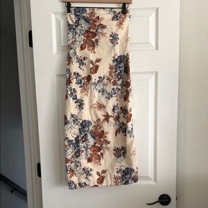 Floral Cream and Blue Skirt